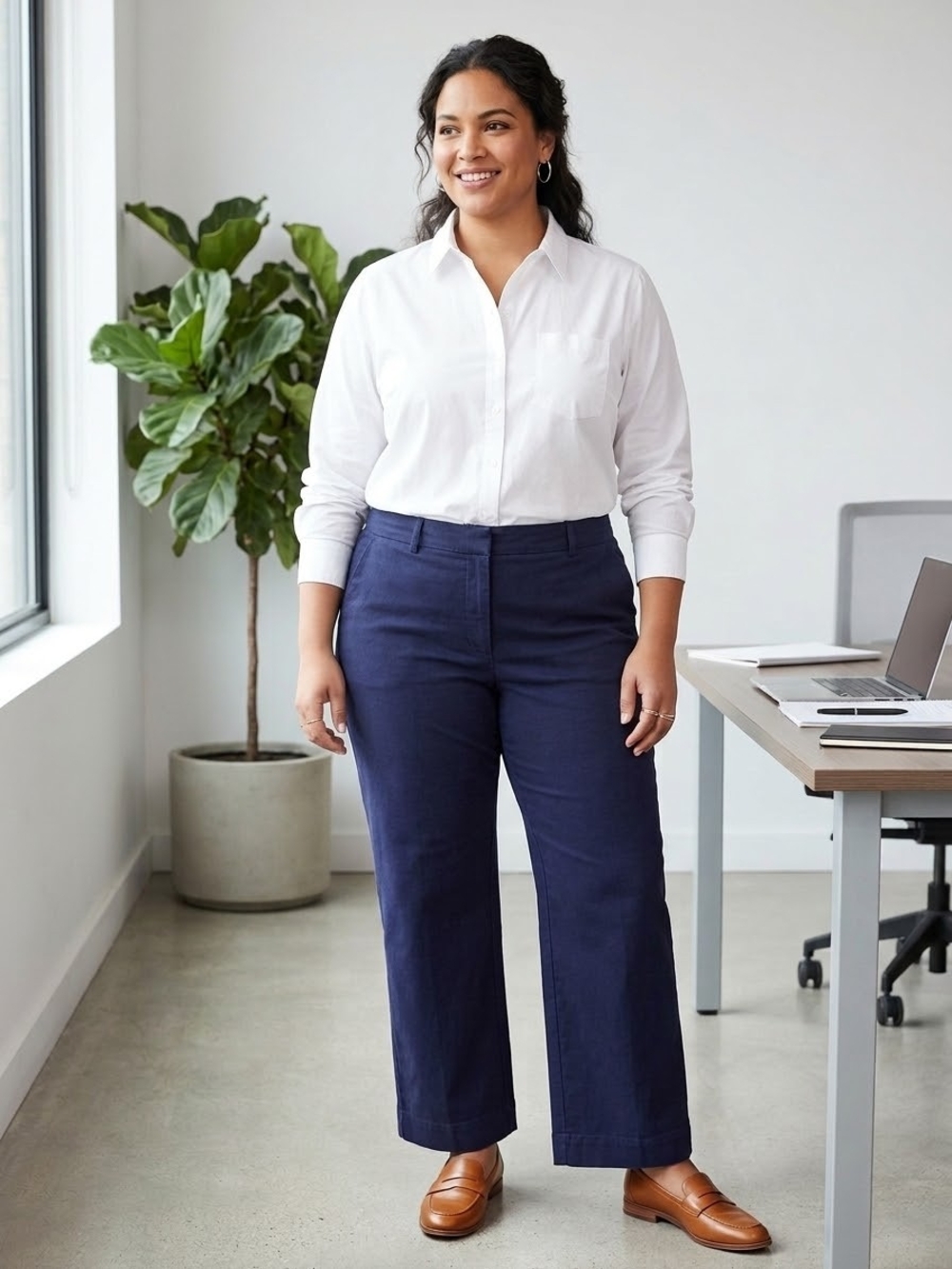 Lane Bryant 22 Short Purple Navy Trousers